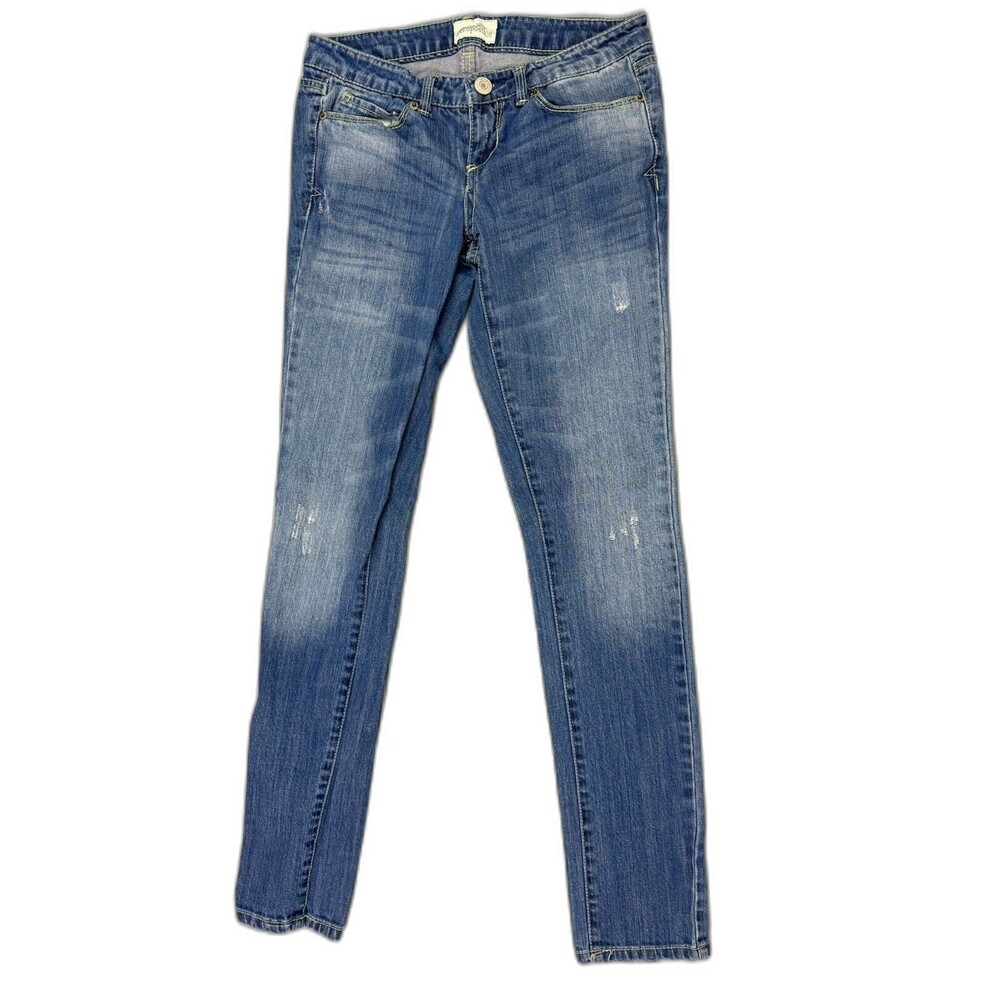 Aeropostale Size 1/2 Womens Jeans Ashley Ultra Skinny Low Rise Med Wash Stretch